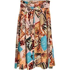 VTG 50’s Style Australia Travel Postcard Print Tie Waist Skirt NWT